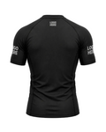 DAAN custom BJJ rash guard, black, short sleeve, men's back view