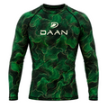 DAAN Bone Strike BJJ rash guard, green, long sleeve, men's, front view