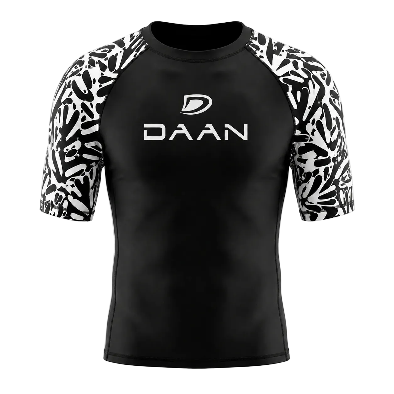 DAAN Apex Fusion BJJ rash guard, black, short sleeve, men's , front view