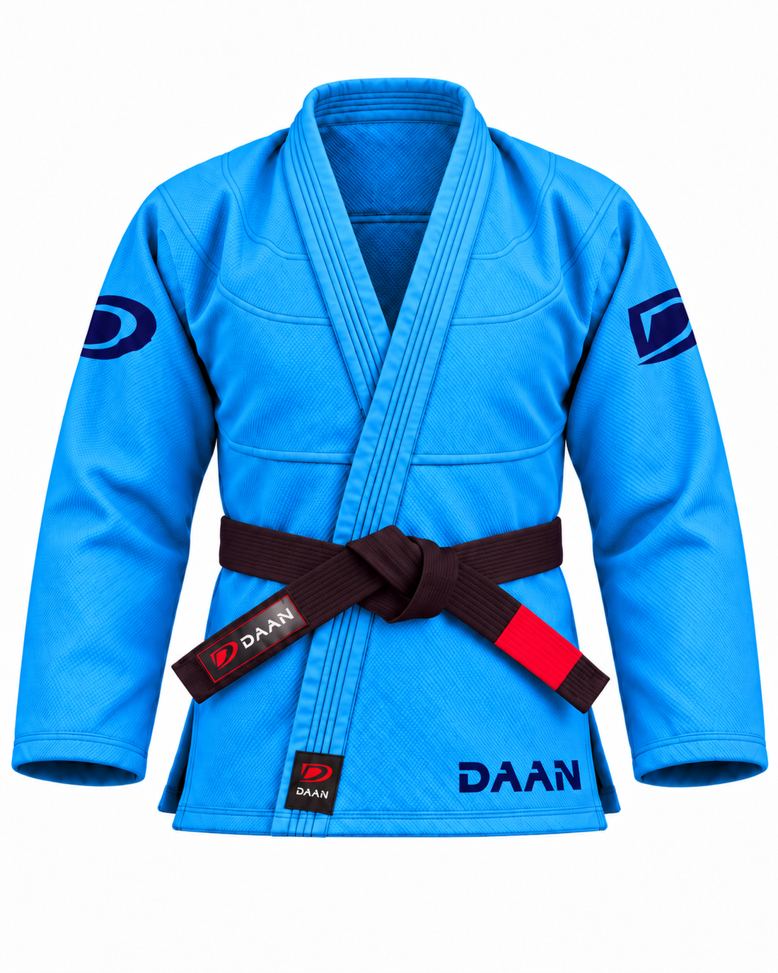 DAAN sky blue Ultralight BJJ gi for men, 300 GSM pearl weave jacket, front view