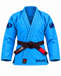 DAAN sky blue Ultralight BJJ gi for men, 300 GSM pearl weave jacket, front view