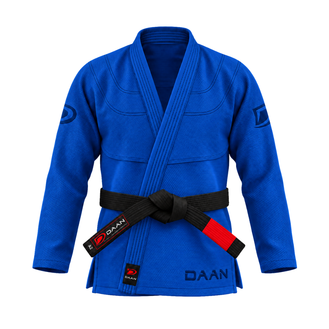 Royal blue DAAN Cobalt Elite BJJ gi jacket, front view