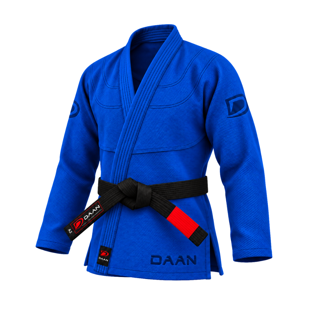 Royal blue DAAN Cobalt Elite BJJ gi jacket, front view