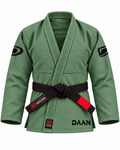 DAAN green Ultralight BJJ gi for men, 300 GSM pearl weave jacket, front view