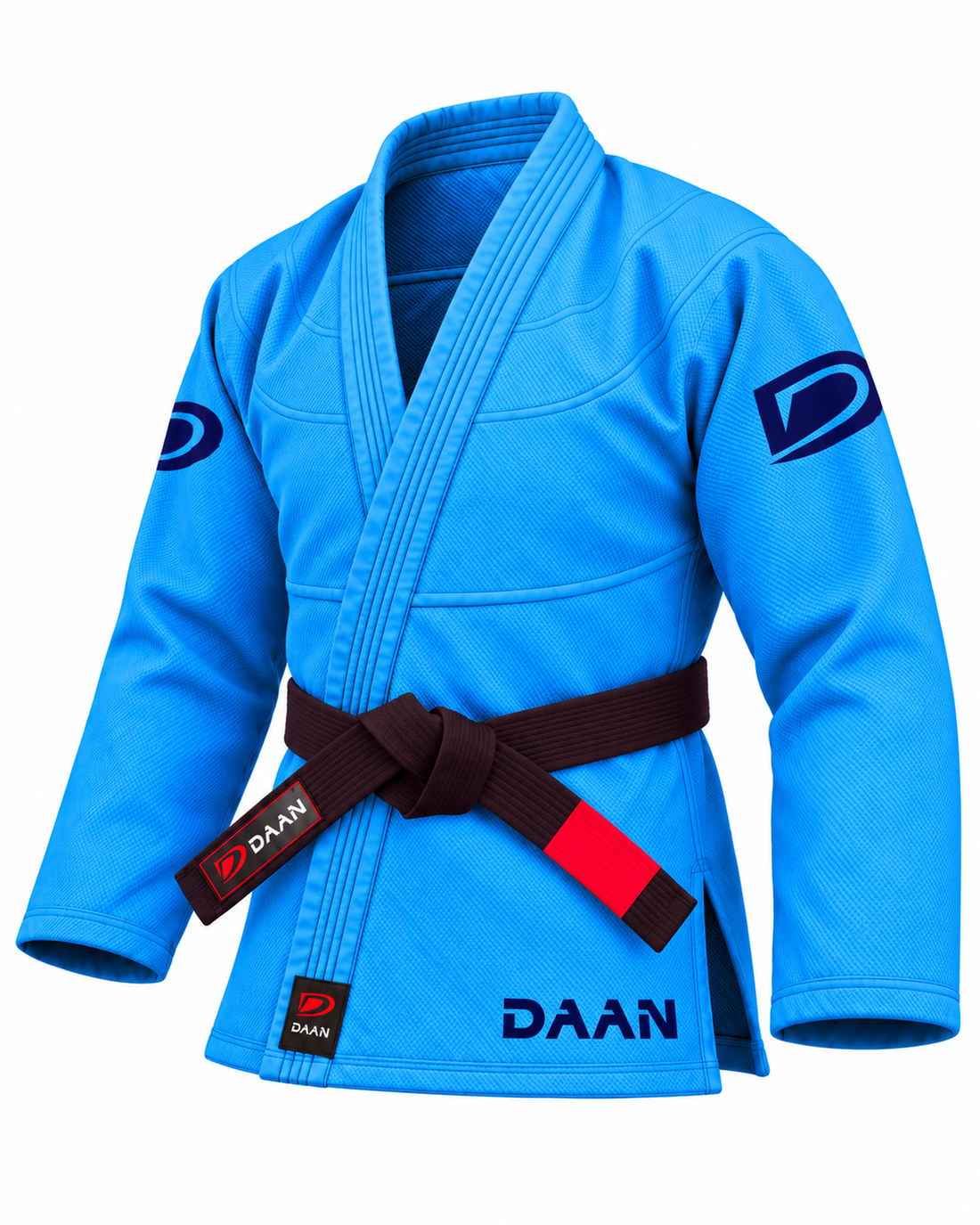 DAAN sky blue Ultralight BJJ gi for men, 300 GSM pearl weave jacket, front view