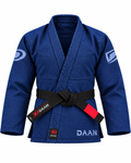 DAAN navy blue Ultralight BJJ gi for men, 300 GSM pearl weave jacket, front view