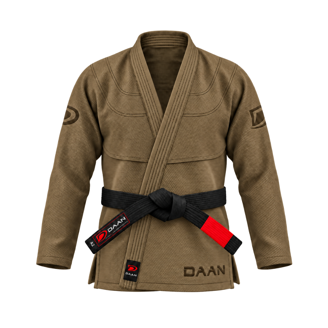 Khaki DAAN Nomad Elite BJJ gi jacket, military tan, front view