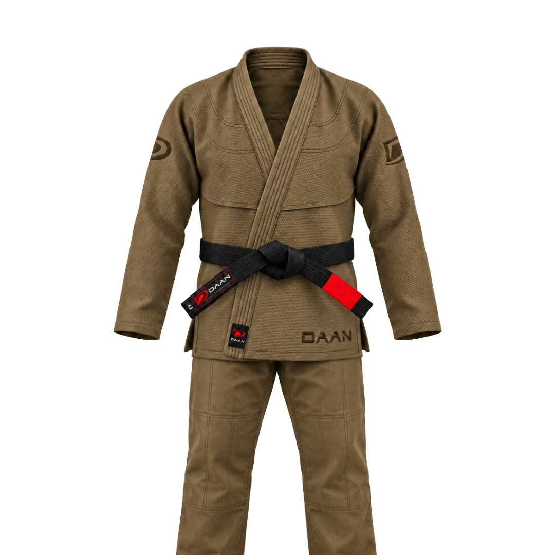 Khaki jiu jitsu gi jacket and pants, complete set