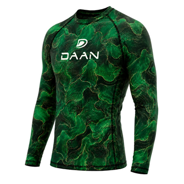 DAAN Bone Strike BJJ rash guard, green, long sleeve, men's, side view