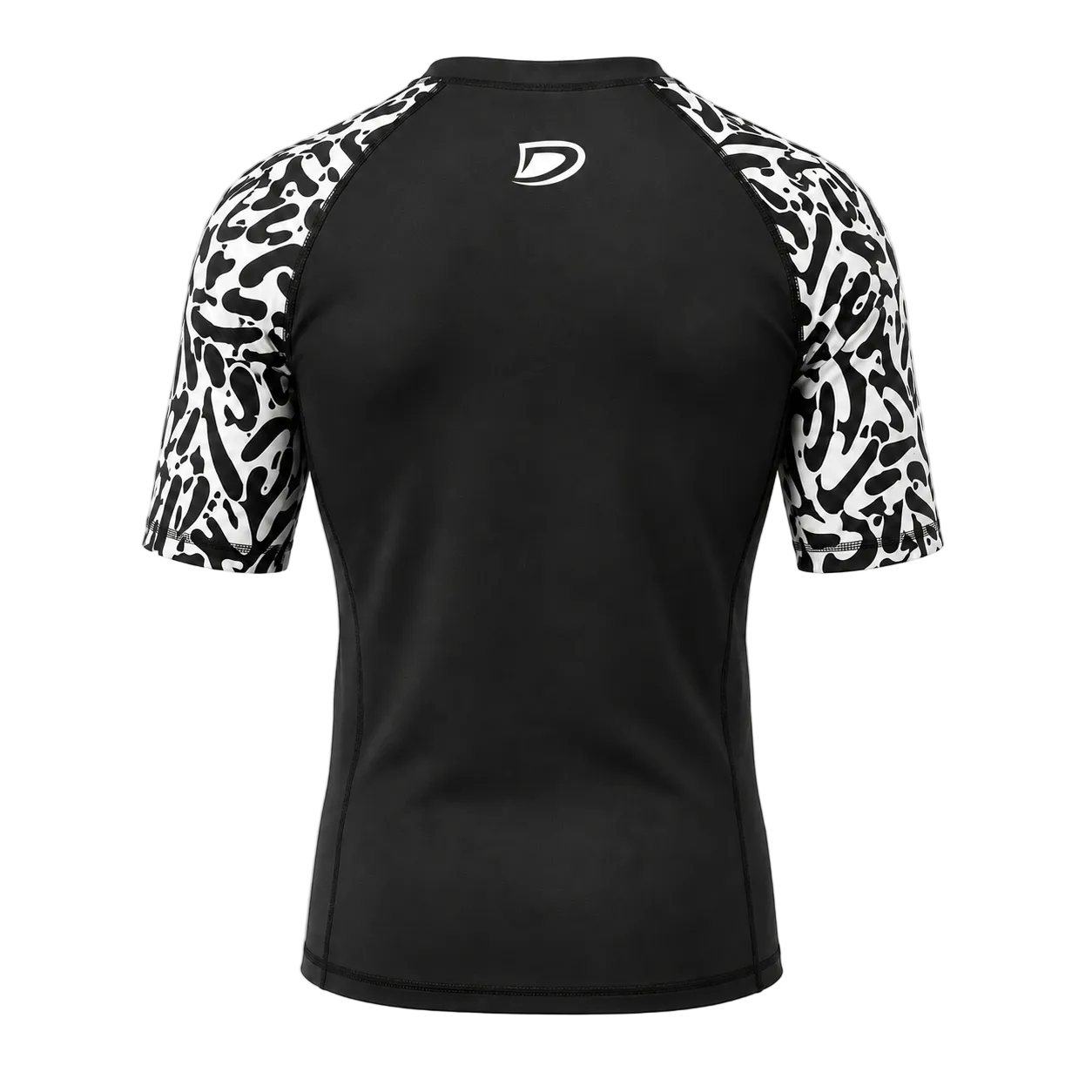 DAAN Apex Fusion BJJ rash guard, black, short sleeve, men's , back view