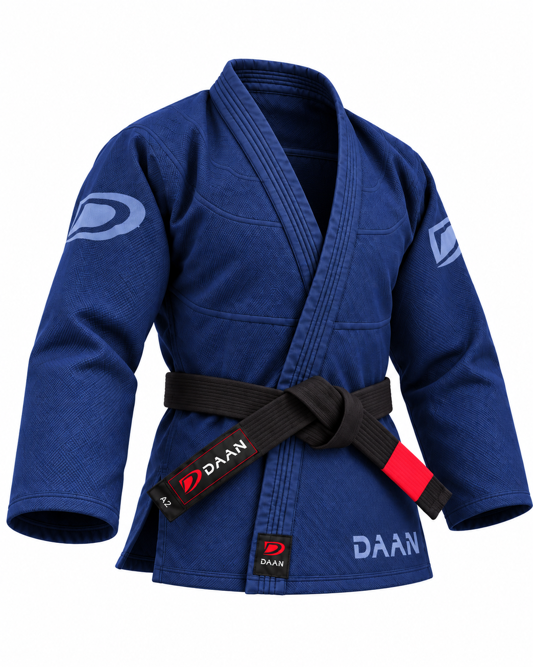 DAAN navy blue Ultralight BJJ gi for men, 300 GSM pearl weave jacket, front view