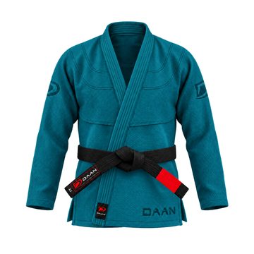 Teal DAAN Abyss Elite BJJ gi jacket, front view
