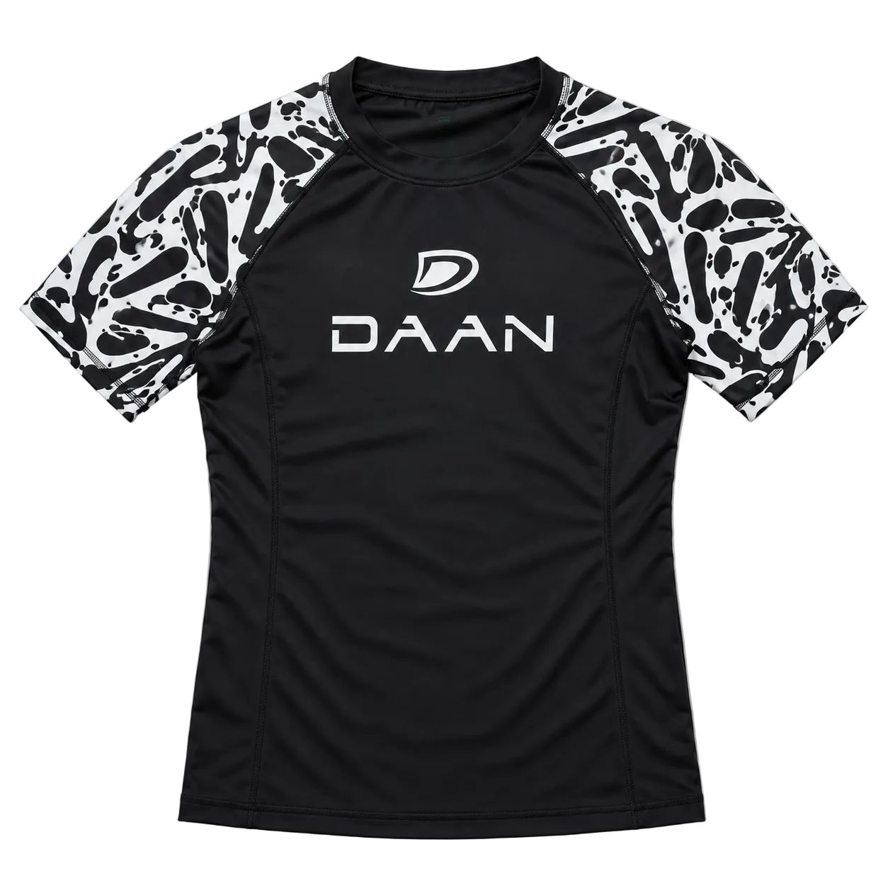 DAAN Apex Fusion BJJ rash guard, black, short sleeve, men's , front view