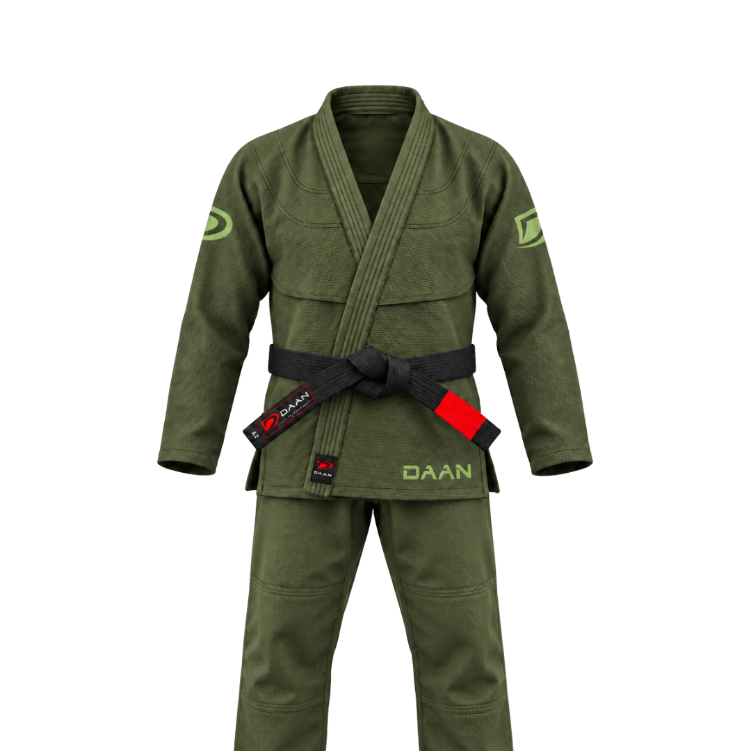 Army green BJJ gi jacket and pants set