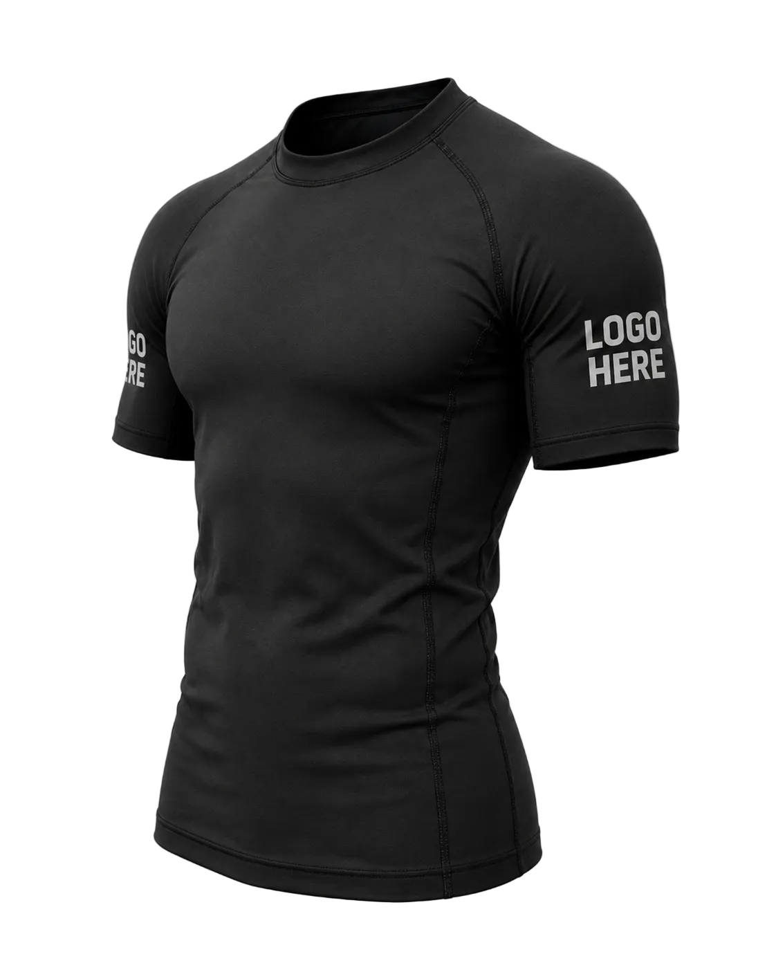 DAAN custom BJJ rash guard, black, shortns leeve, men's