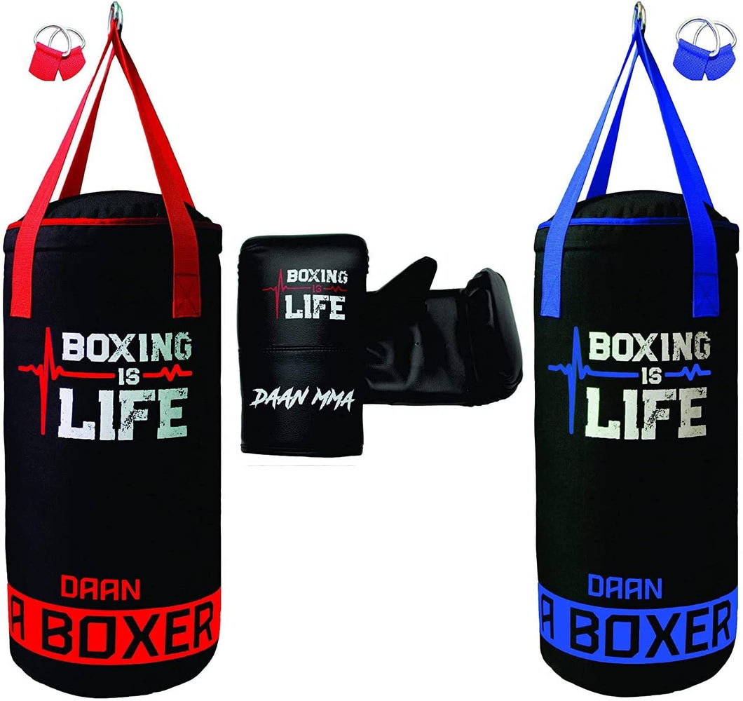 DAAN MMA Kids Boxing Punching Bag Set with Free Boxing Gloves Training Muay Fitness Workout Kickboxing Thai Taekwondo Exercise Fitness 50cm UNFILLED - DAANMMAUSA