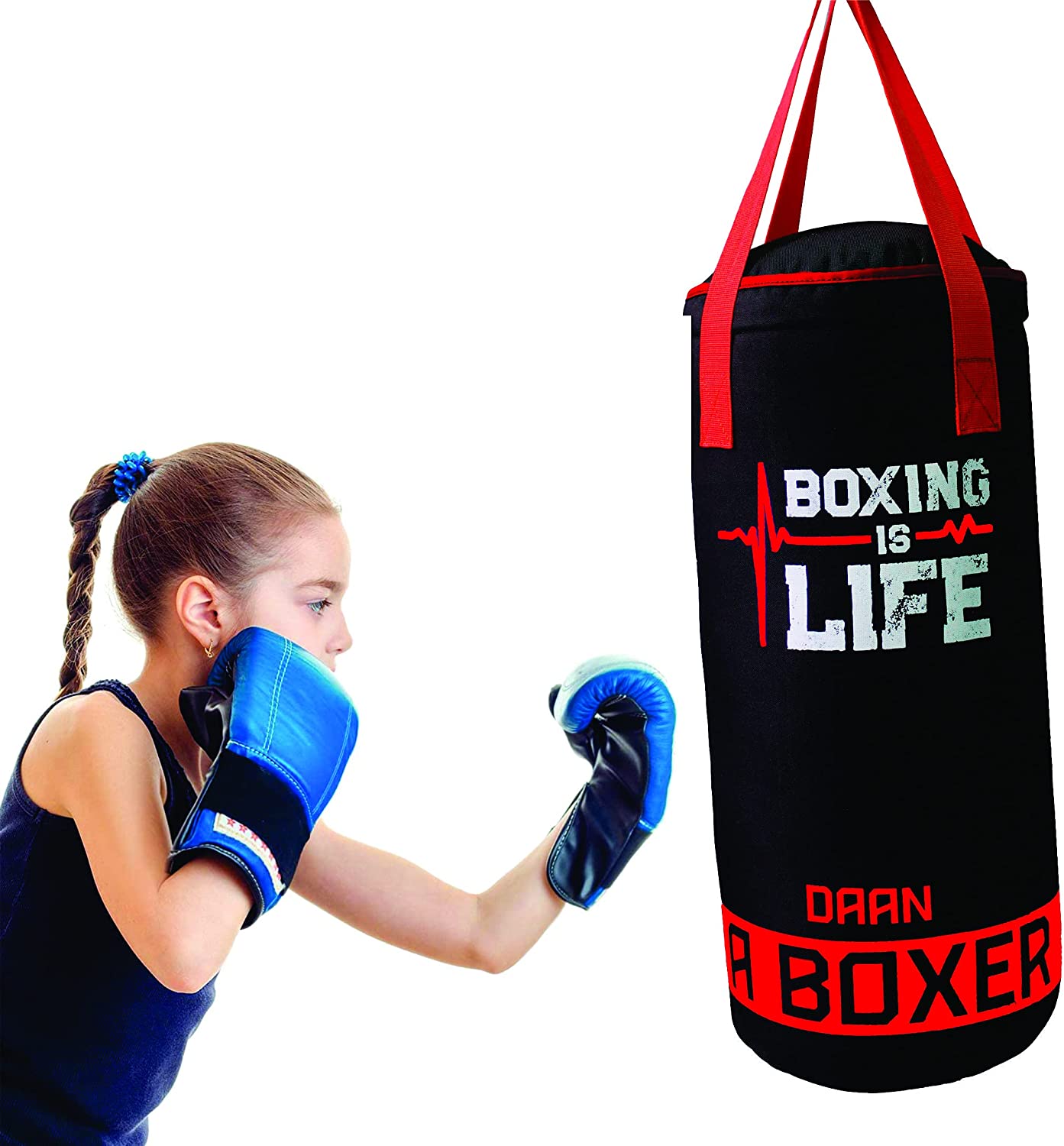 DAAN MMA Kids Boxing Punching Bag Set with Free Boxing Gloves Training Muay Fitness Workout Kickboxing Thai Taekwondo Exercise Fitness 50cm UNFILLED - DAANMMAUSA