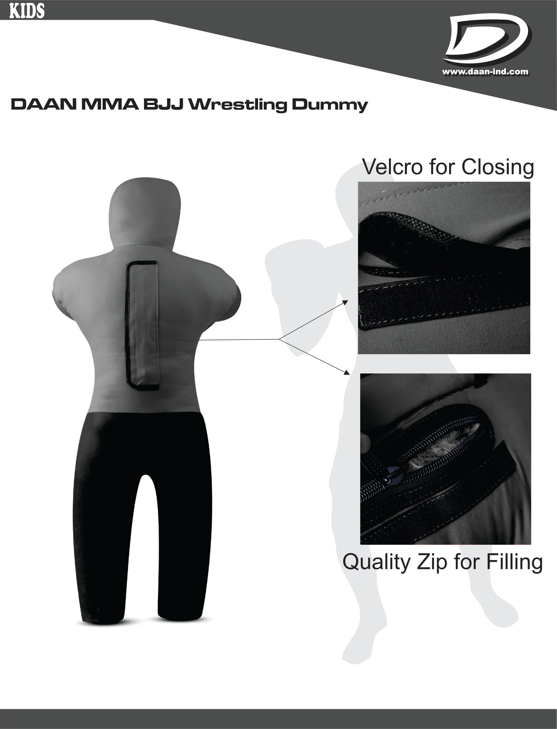 Daan Mma Grappling Dummy for Kids BJJ Wrestling Dummy Punching Bag MMA Brazilian Jiu Jitsu Children Judo Youth Throwing Boxing Dummy Dummies UNFILLED - DAANMMAUSA