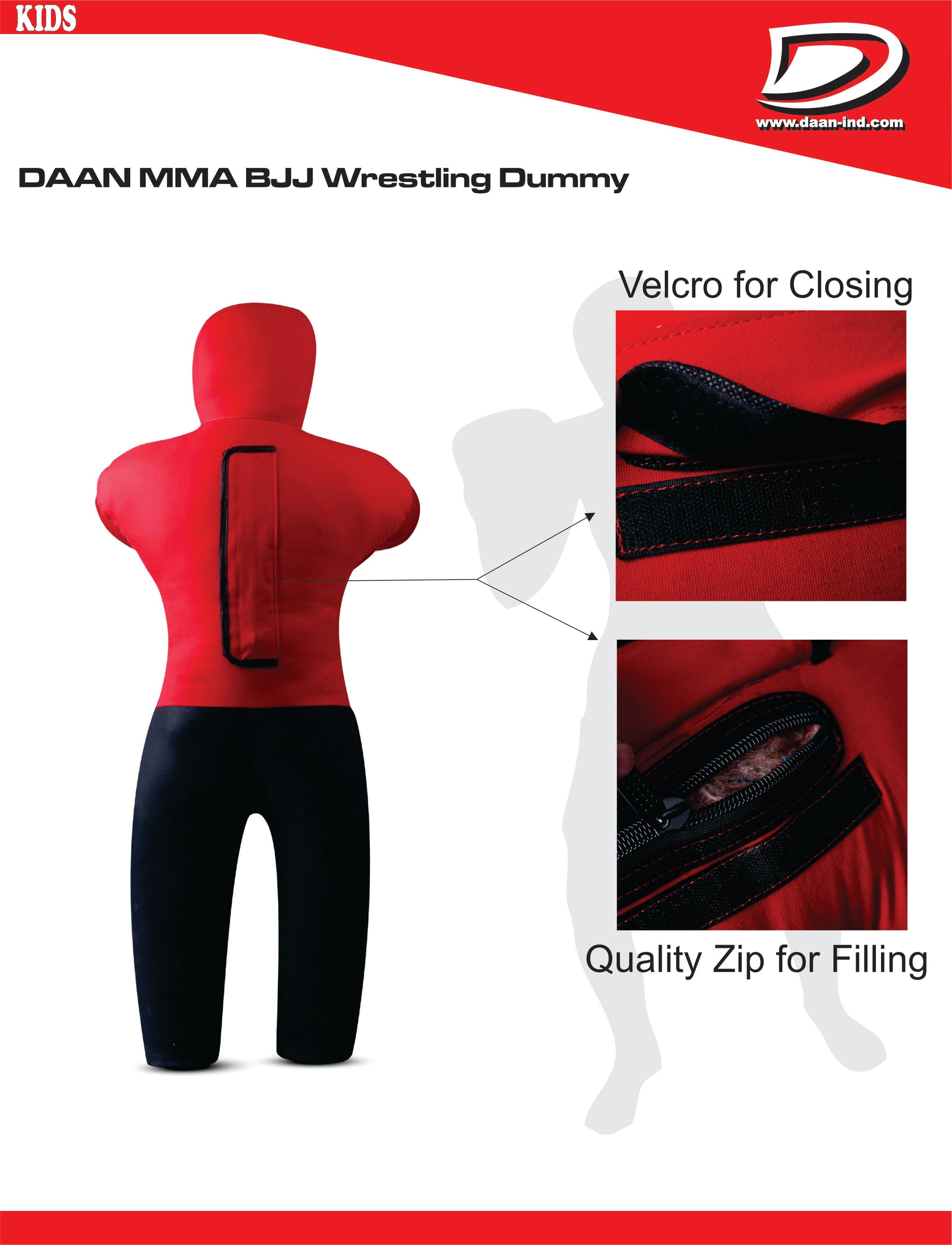Daan Mma Grappling Dummy for Kids BJJ Wrestling Dummy Punching Bag MMA Brazilian Jiu Jitsu Children Judo Youth Throwing Boxing Dummy Dummies UNFILLED - DAANMMAUSA