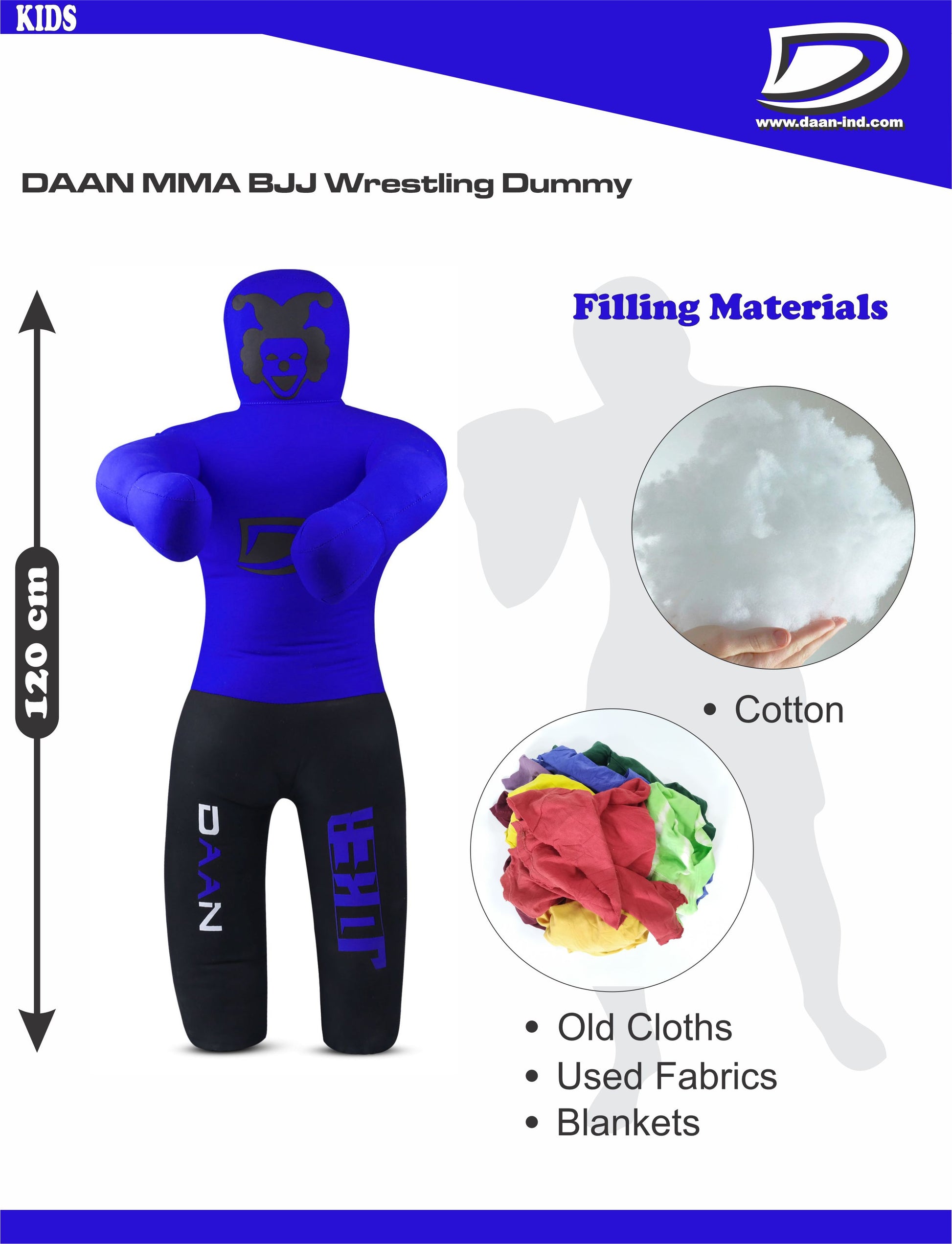 Daan Mma Grappling Dummy for Kids BJJ Wrestling Dummy Punching Bag MMA Brazilian Jiu Jitsu Children Judo Youth Throwing Boxing Dummy Dummies UNFILLED - DAANMMAUSA