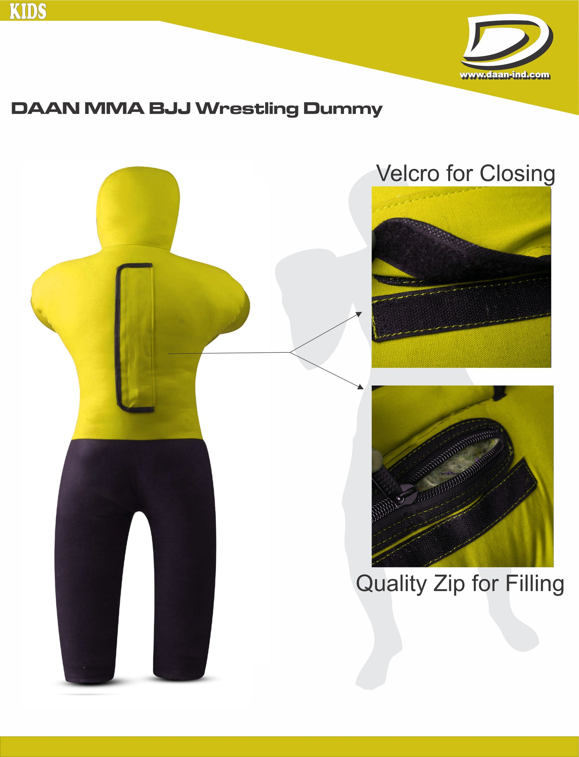 Daan Mma Grappling Dummy for Kids BJJ Wrestling Dummy Punching Bag MMA Brazilian Jiu Jitsu Children Judo Youth Throwing Boxing Dummy Dummies UNFILLED - DAANMMAUSA