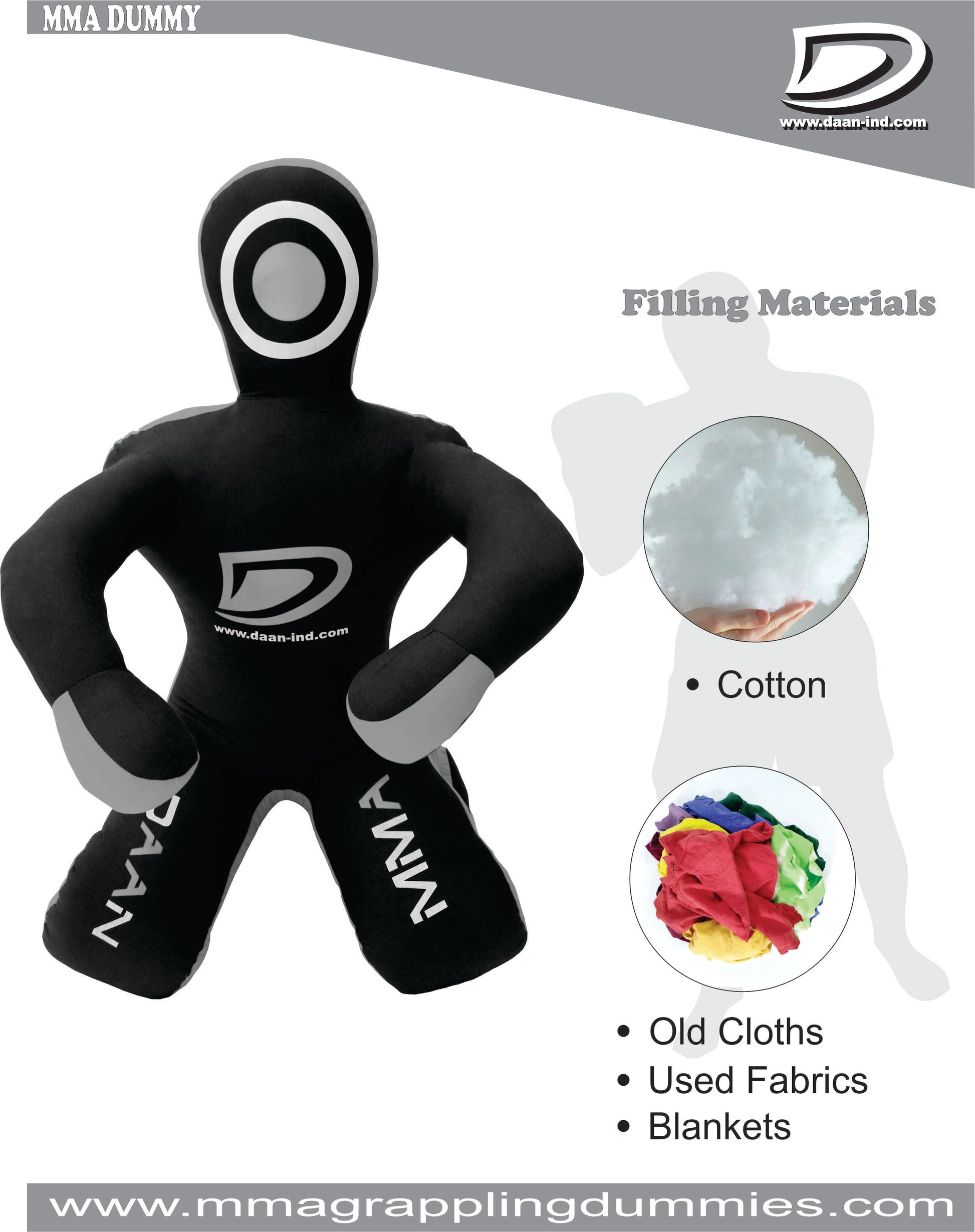 Daan Mma Grappling Dummy Judo Punching Bag Dummy BJJ Sitting Position Brazilian JIU Jitsu Submission Self Defense Wrestling Canvas Dummy UNFILLED - DAANMMAUSA