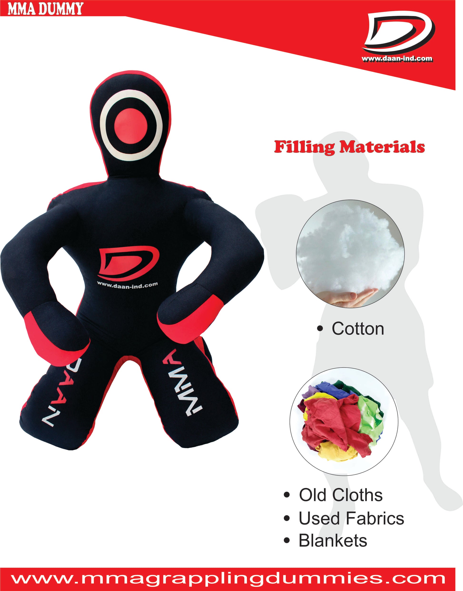 Daan Mma Grappling Dummy Judo Punching Bag Dummy BJJ Sitting Position Brazilian JIU Jitsu Submission Self Defense Wrestling Canvas Dummy UNFILLED - DAANMMAUSA