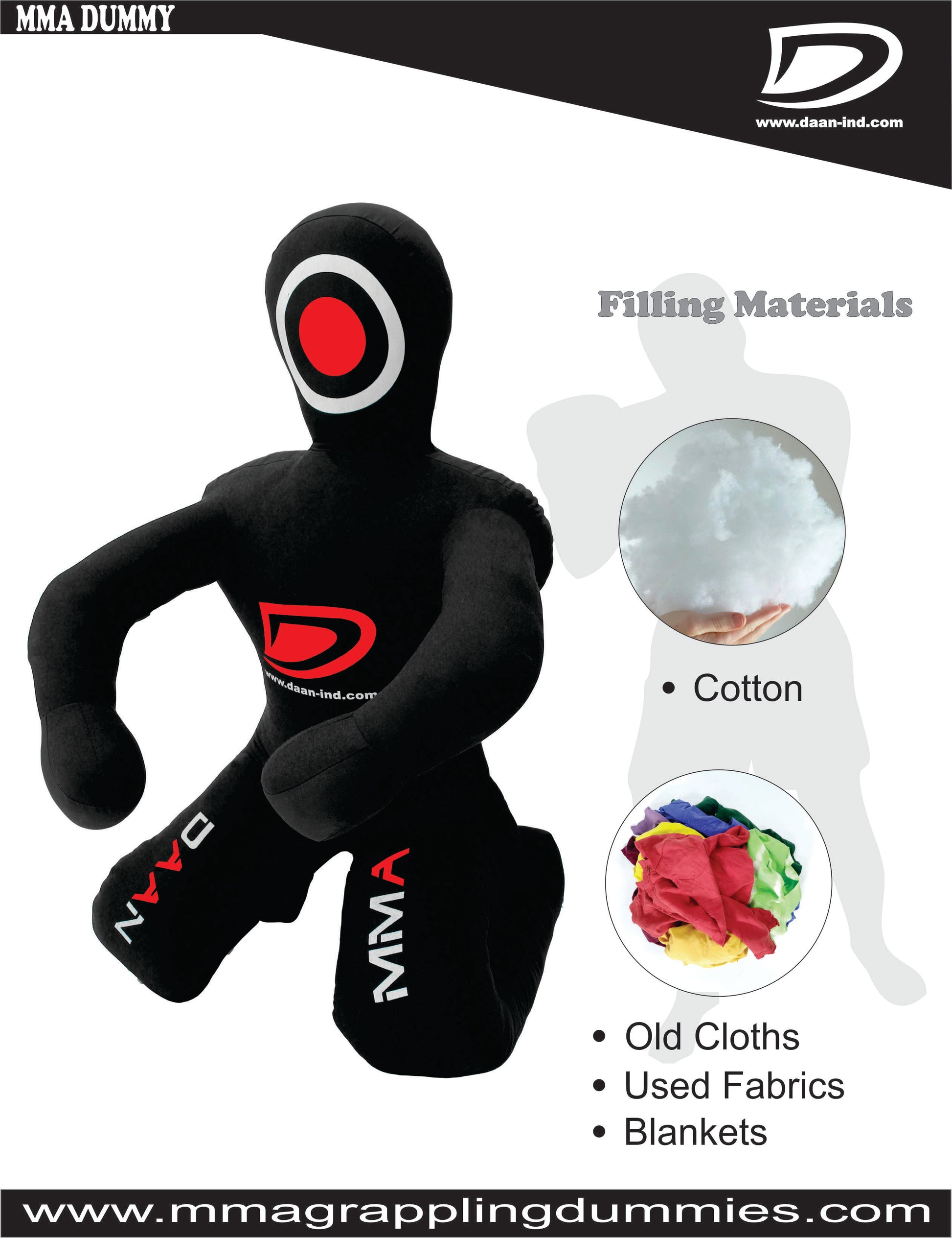 Daan Mma Grappling Dummy Judo Punching Bag Dummy BJJ Sitting Position Brazilian JIU Jitsu Submission Self Defense Wrestling Canvas Dummy UNFILLED - DAANMMAUSA